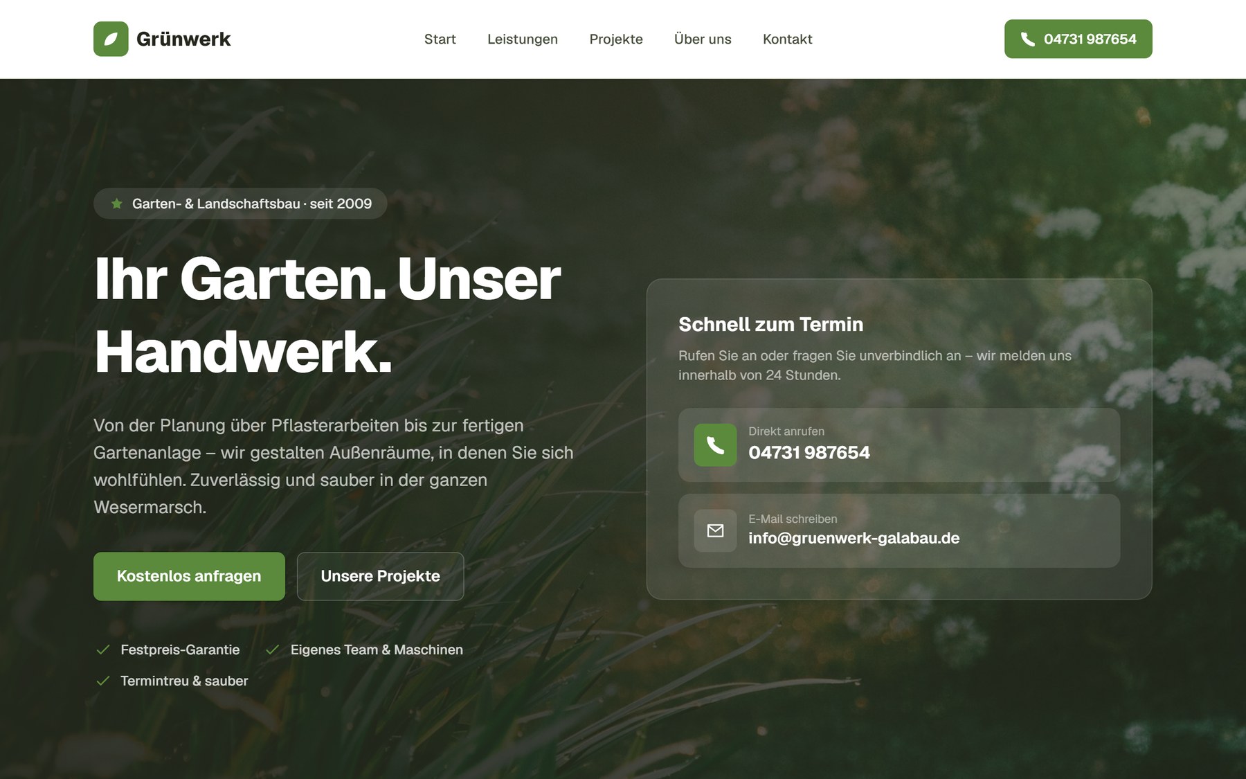 Moderner Website-Relaunch – Grünwerk Garten- & Landschaftsbau